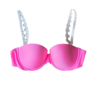 Victoria's Secret Bright Pink Bra with Lace White Straps